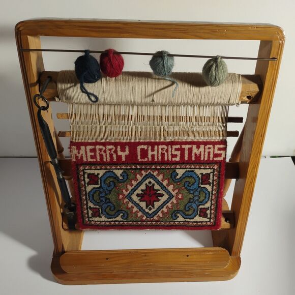 Vintage Mini Rug Weaving Loom Salesman Sample Display Model 11x14” Beautiful - Picture 13 of 13